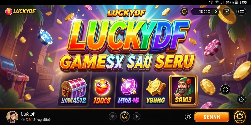 Tampilan gameplay <strong>LUCKYDF</strong> yang penuh warna dan menarik.