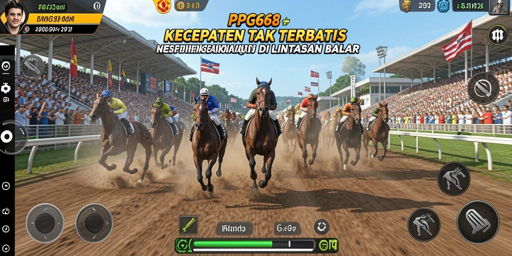 Screenshot utama PGG68 menampilkan aksi balap yang mendebarkan.