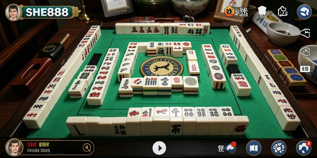 Screenshot gameplay SHE888 menampilkan aksi seru permainan Mahjong.